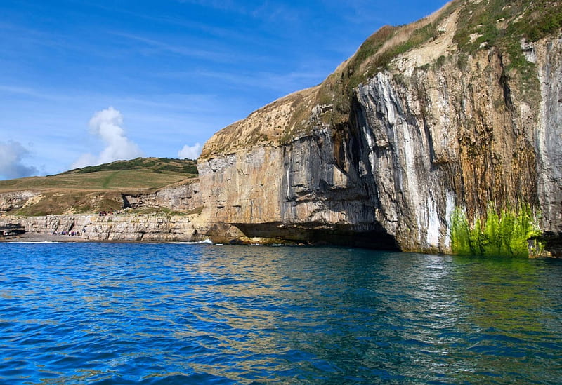Dancing ledge, Area was used for quarrying Purbeck Stone, Flat area of rock at the base of a small cliff, The cliffs above the ledge are a popular climbing location, Part of SW Coast Path, HD wallpaper