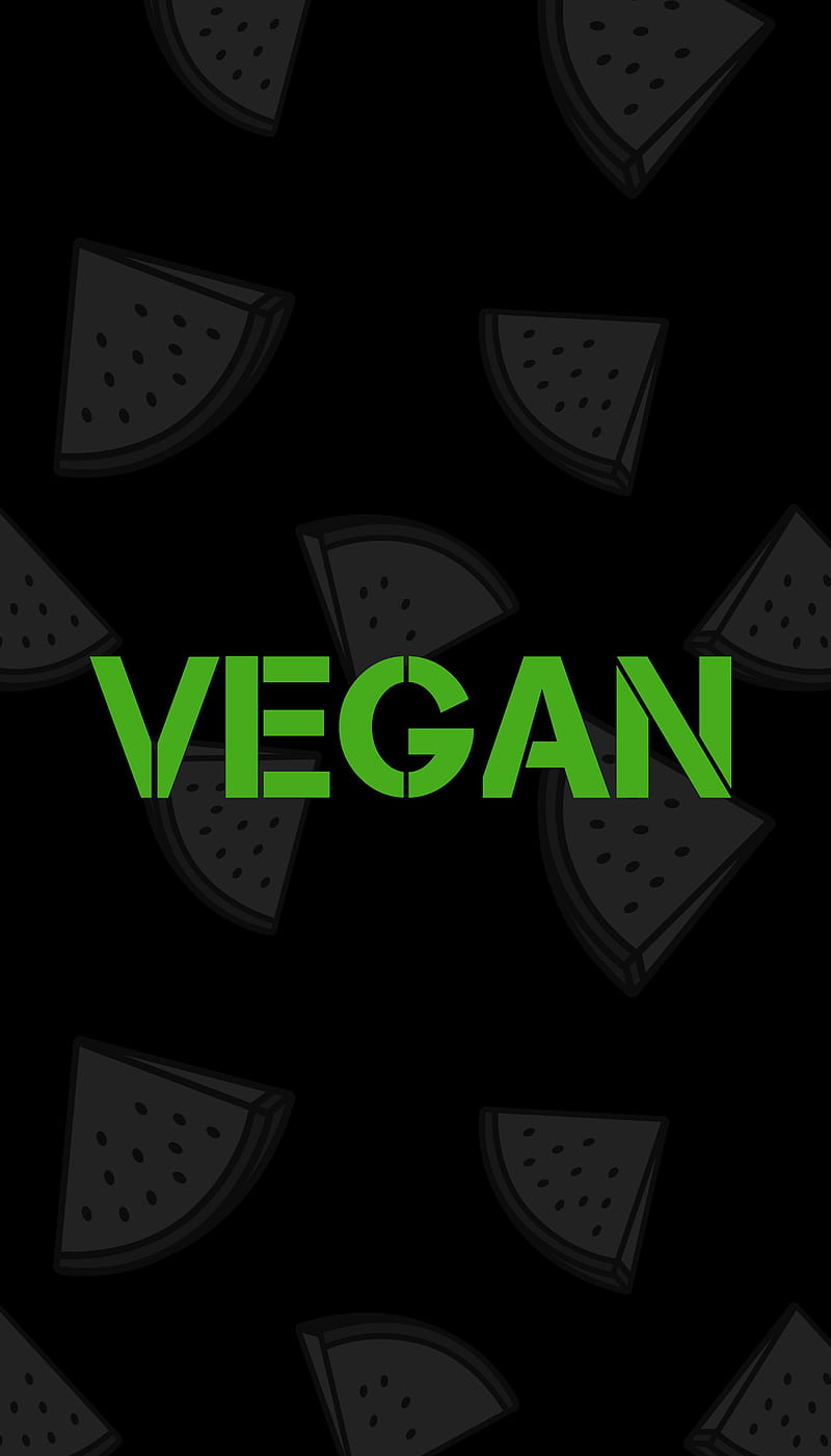 vegan, vegetarian, inscription, pattern, green, black, HD phone wallpaper