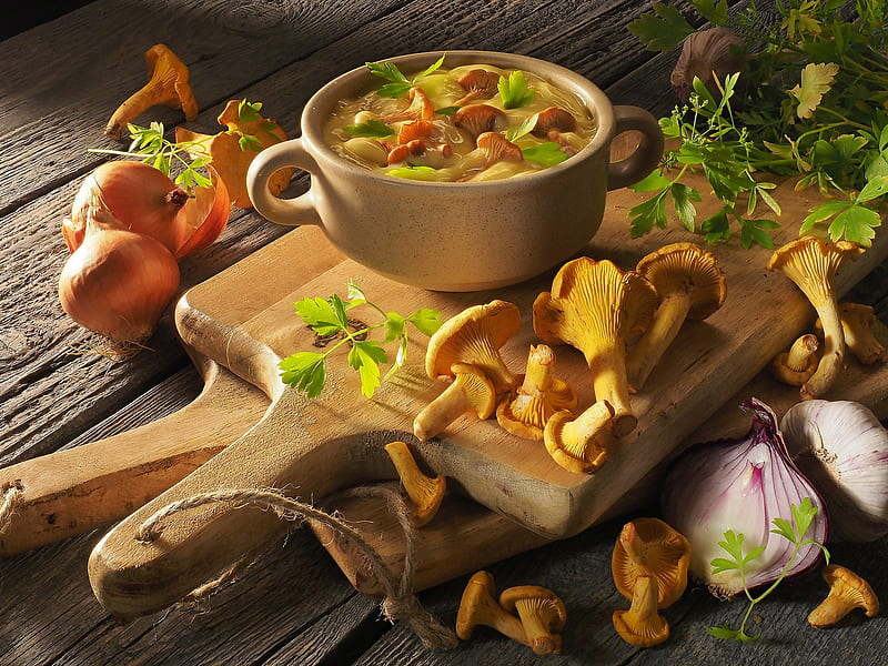 Food, Mushroom, Garlic, Soup, Still Life, HD wallpaper