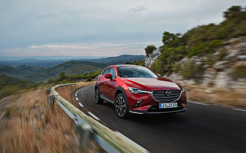 Mazda CX-3, road, 2018 cars, motion blur, crossovers, red CX-3, Mazda, HD wallpaper