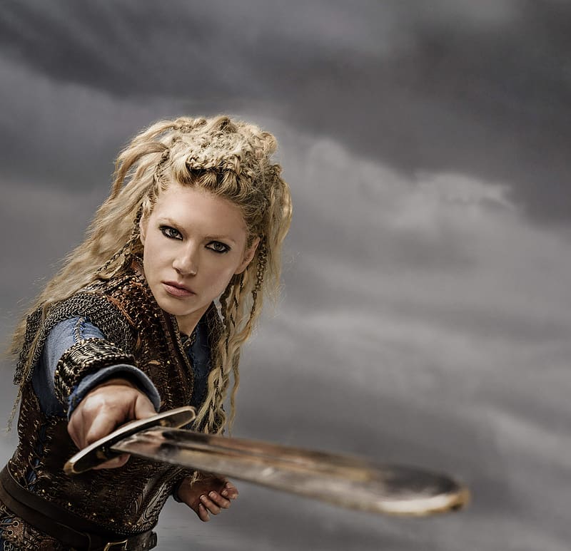 Vikings 2013 - 2020, poster, lagertha, katheryn winnick, actress, vikings, woman, sword, blonde, girl, tv series, HD wallpaper