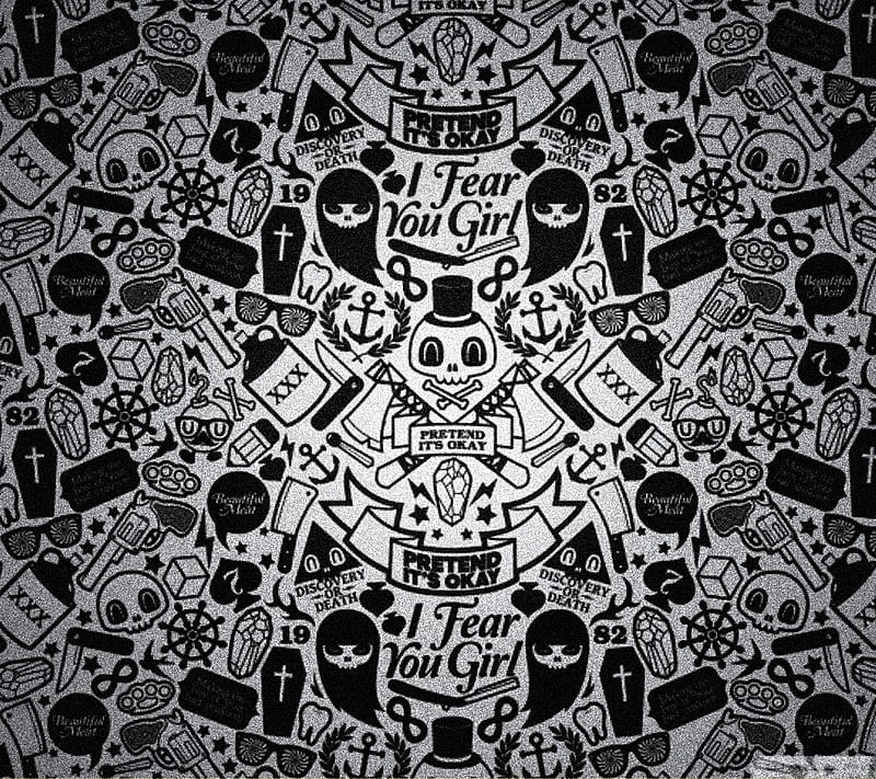 Hipster Wall, best, cool, dark, girl, hipster, latest, lightslave, new, skull, HD wallpaper