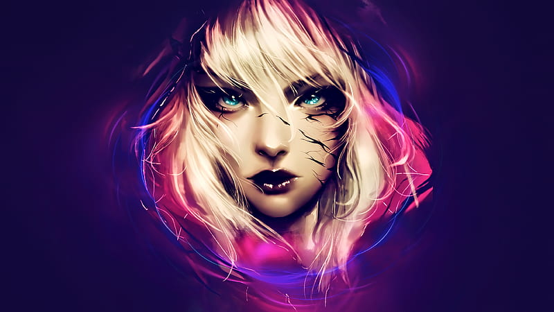 Fantasy Blonde Hair Blue Eyes Artwork, artist, digital-art, fantasy-girls, artwork, HD wallpaper