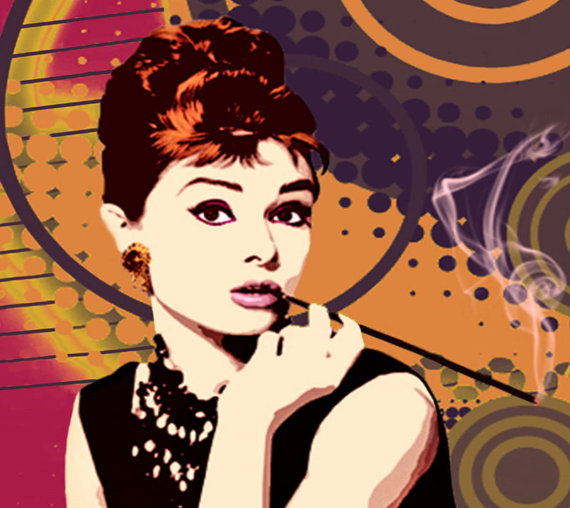Retro Audrey, audrey hepburn, british, classic, hollywood, icon, HD wallpaper