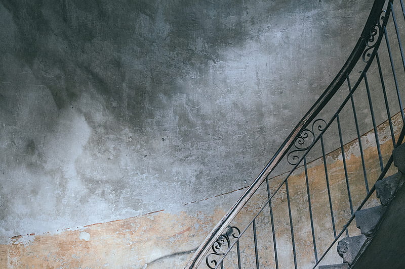 grey metal handrail on staircase, HD wallpaper
