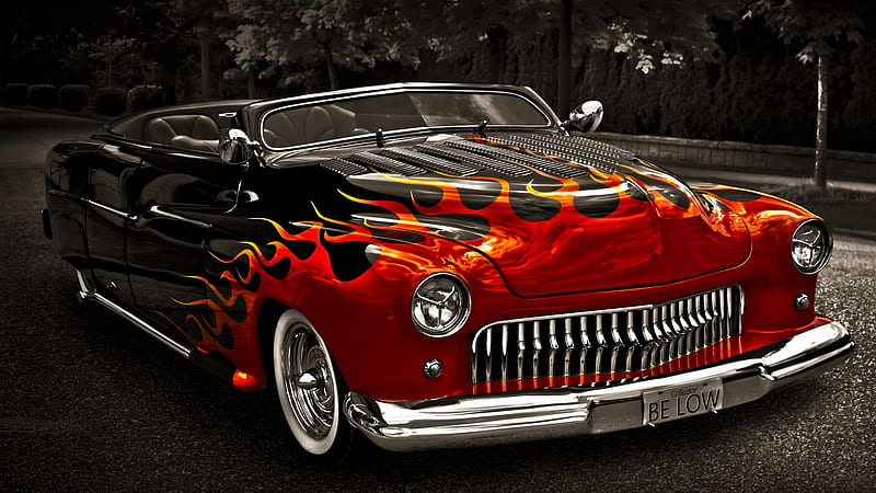 SWEEEEEEET Mercury (Greased Lightning), Sporty, Red, Car, Flames, HD wallpaper