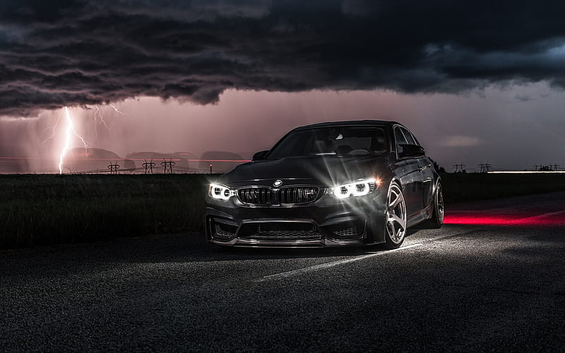 BMW M3, headlights, 2017 cars, F80, gray m3, german cars, BMW, HD wallpaper