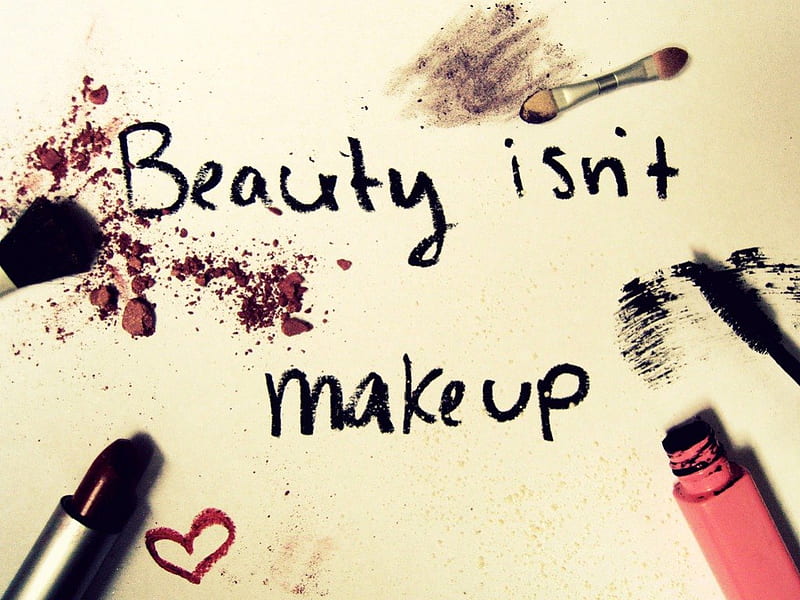 beauty isn't make up, make up, beauty, girl, set, HD wallpaper