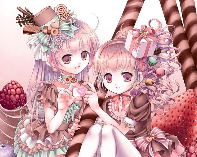 Chocolate love, candy, dress, strawberry, chocolate, sweet, fruit, cookie,  anime, HD wallpaper | Peakpx