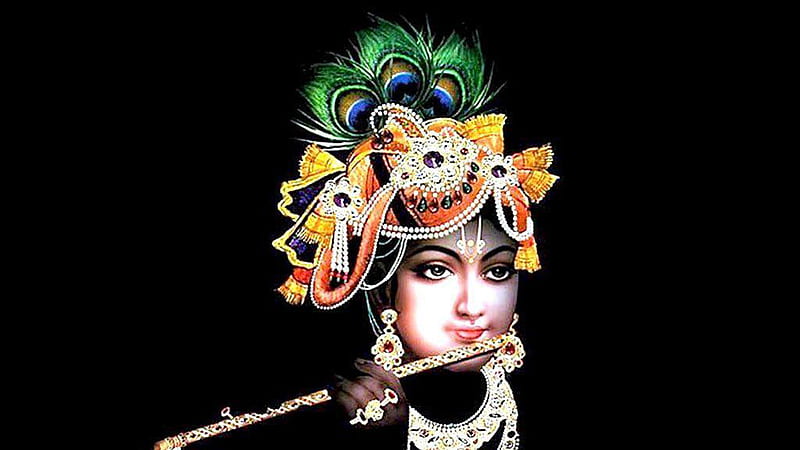 Krishna With Flute In Black Background Krishna, HD wallpaper | Peakpx
