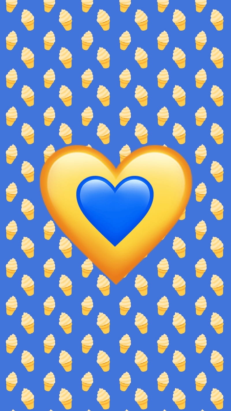 Love ice cream, blue, corazones, ice cream, yellow, HD phone wallpaper