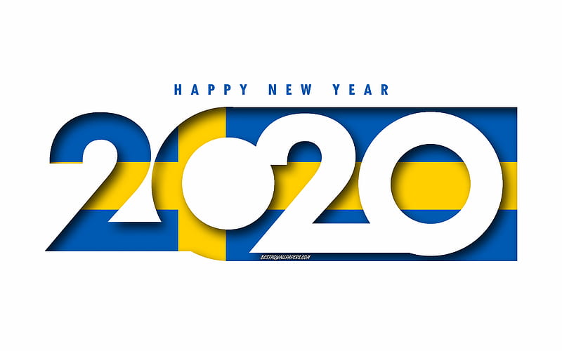 Sweden 2020, Flag of Sweden, white background, Happy New Year Sweden, 3d art, 2020 concepts, Sweden flag, 2020 New Year, 2020 Sweden flag, HD wallpaper
