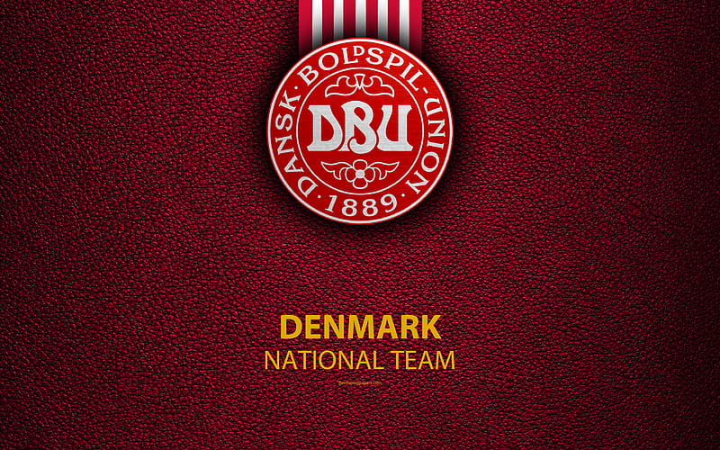 Denmark national football team leather texture, emblem, logo, football, Denmark, Europe, HD wallpaper