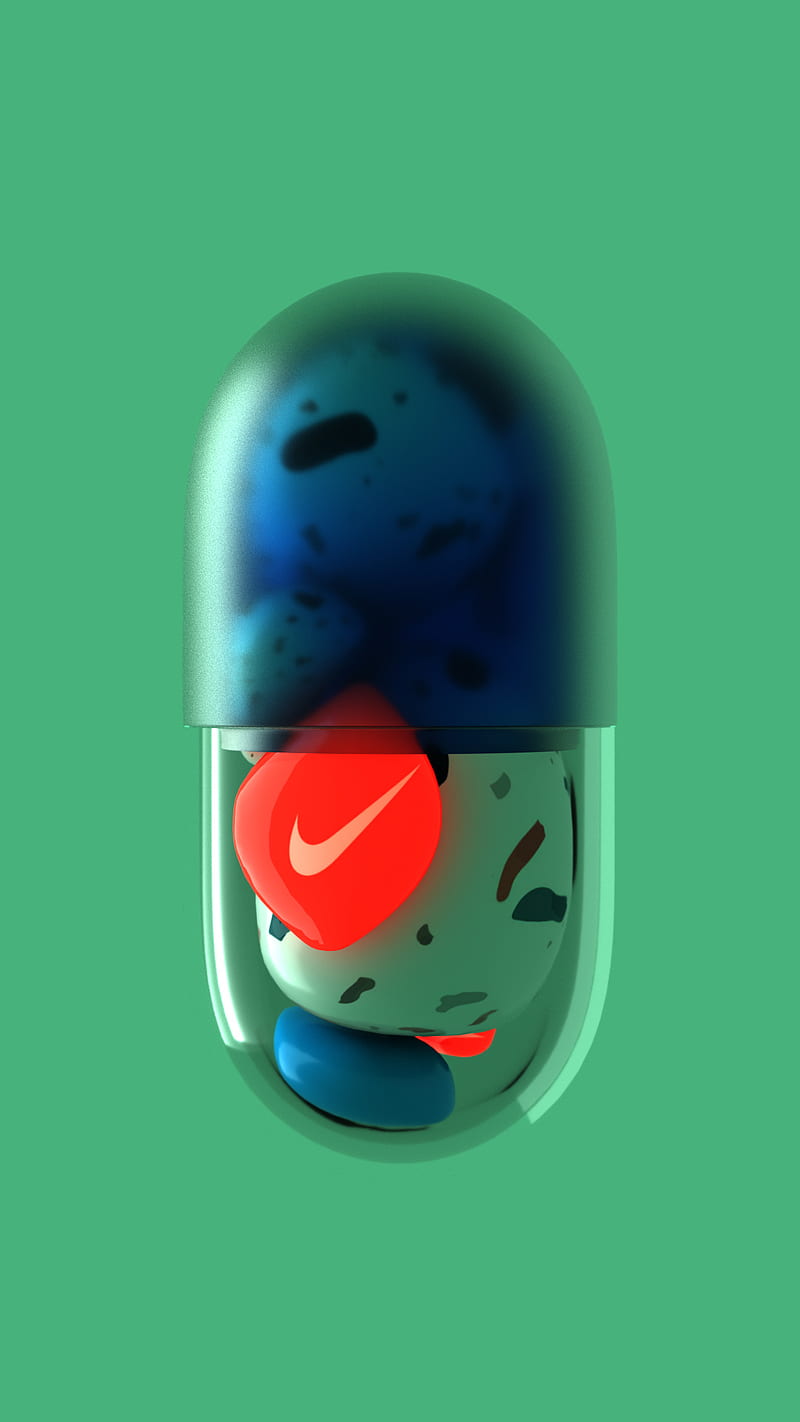 Nike pills, 3d, abstract, adidas, art, blur, electronic, green, hyped, HD phone wallpaper
