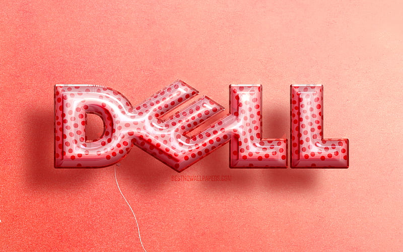 Dell 3D logo, artwork, pink realistic balloons, Dell logo, pink backgrounds, Dell, HD wallpaper