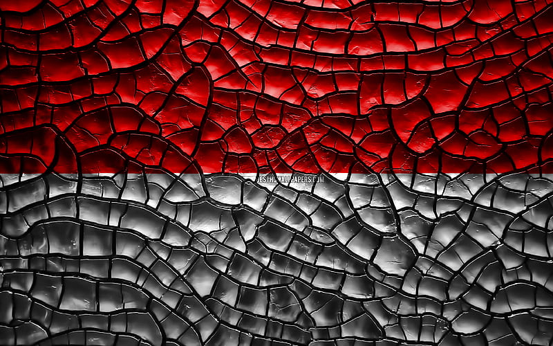 Flag of Hesse german states, cracked soil, Germany, Hesse flag, 3D art, Hesse, States of Germany, administrative districts, Hesse 3D flag, HD wallpaper