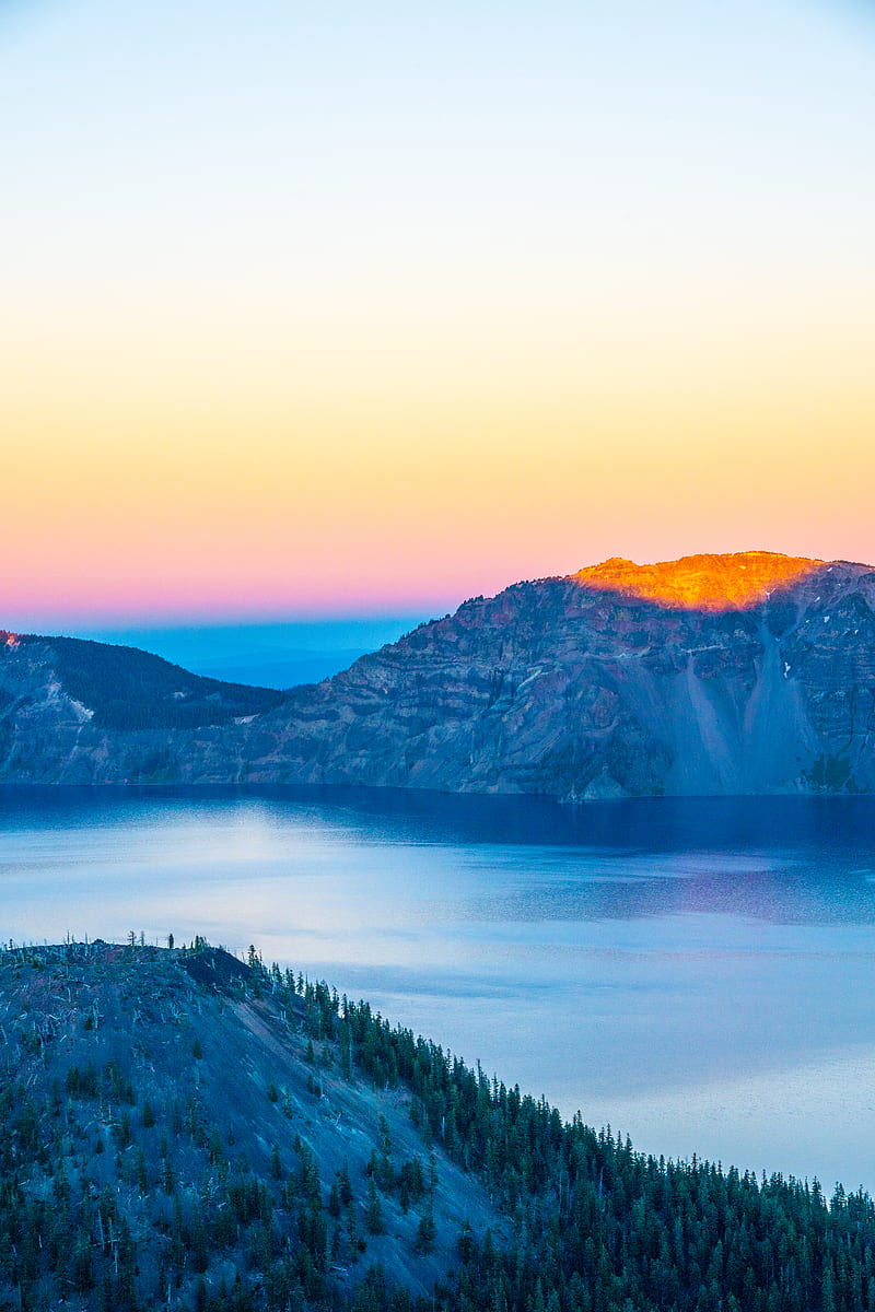 brown rocky mountain surrounded by lake taken at daytime, HD phone wallpaper