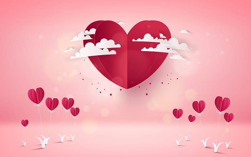 Romantic background with hearts, Valentines day, paper red hearts, hearts  background, HD wallpaper | Peakpx