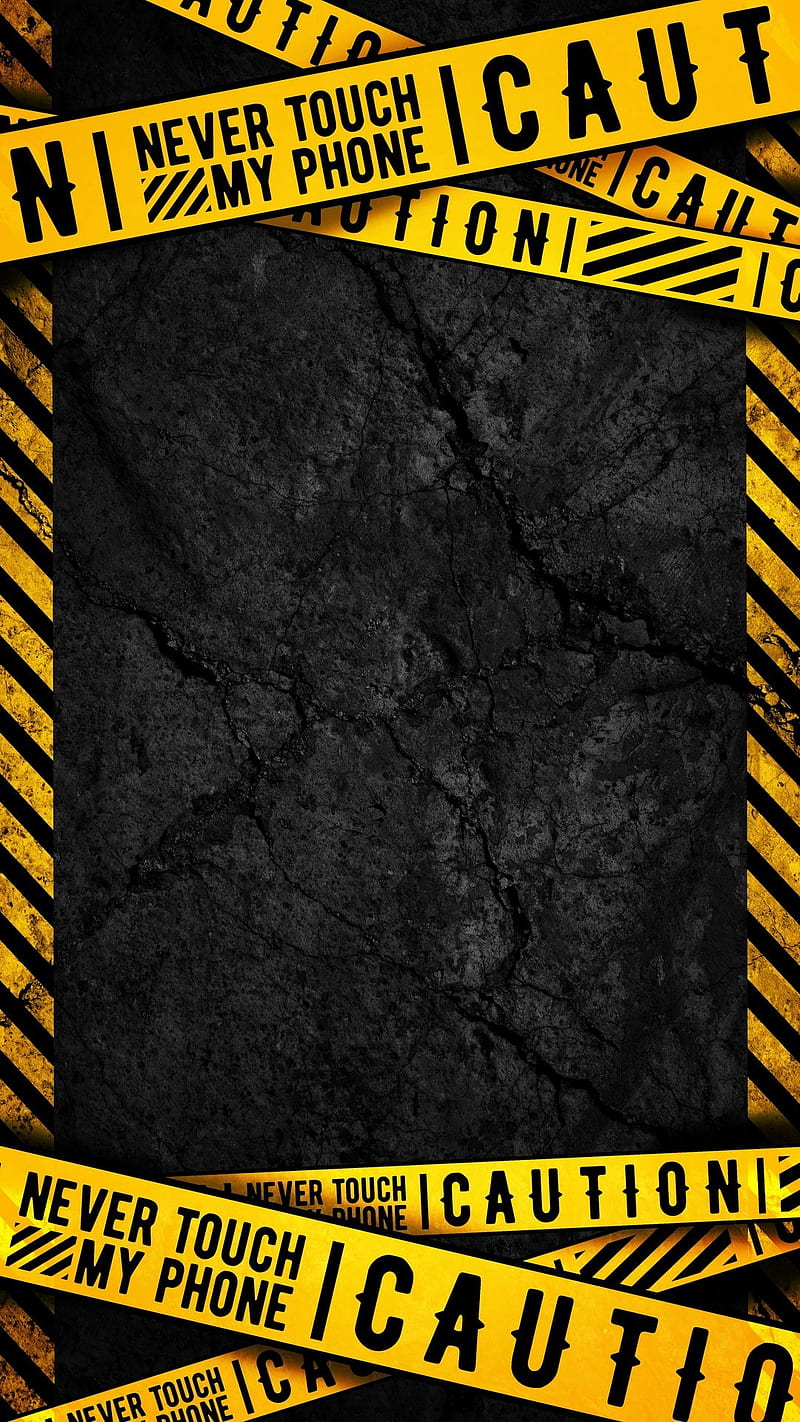 Caution, dont touch, lock screen, phone, sayings, texture, words, yellow, HD phone wallpaper