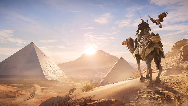 Assassins Creed Origins Pyramids E3 Concept Art, assassins-creed-origins, assassins-creed, games, xbox-games, ps-games, pc-games, concept-art, camel, HD wallpaper