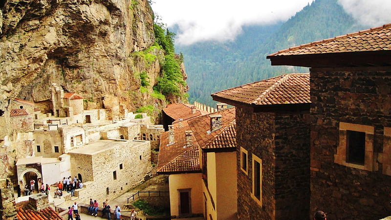 panagia sumela monastery, Join the monastery, greek ortodox monastery, Trabzon, high slopes, frescoes, HD wallpaper