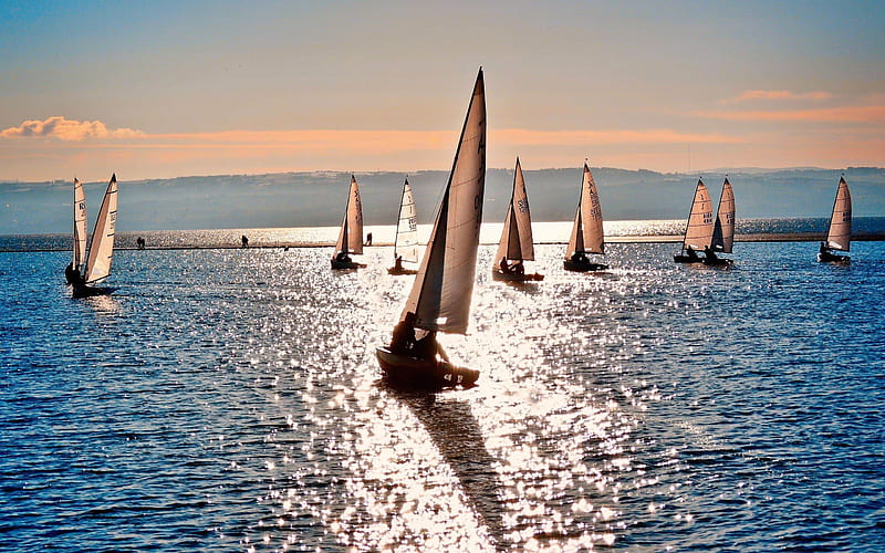 dinghy sailing-Natural beauty, HD wallpaper