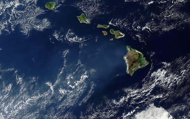 Hawaii, islands, view from space, archipelago, USA, Earth, Pacific Ocean, HD wallpaper