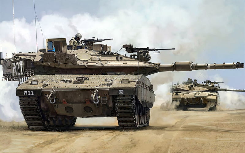 MERKAVA Мк4, modern Israeli tank, armored vehicles, Israel, desert, battle tank, HD wallpaper