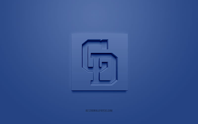 Chunichi Dragons, creative 3D logo, blue background, 3d emblem, Japanese baseball club, Japanese Baseball League, Nagoya, japan, 3d art, baseball, Chunichi Dragons 3d logo, HD wallpaper