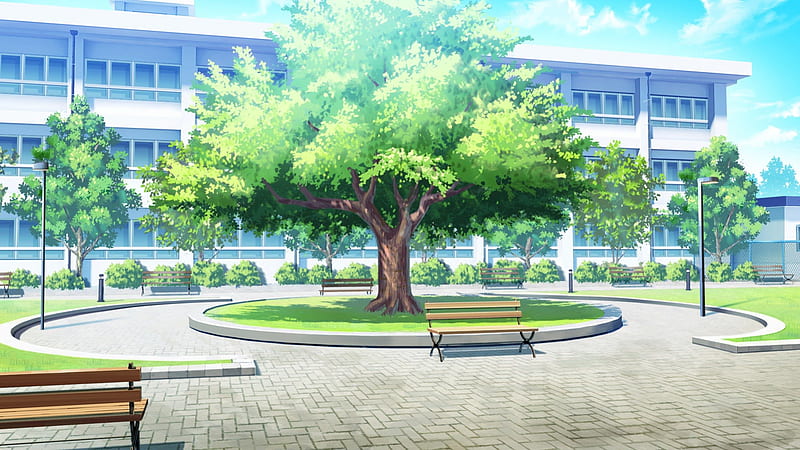 Un Vampiro Sediento (Jyrou Kyouka, Yumeno Gentaro, Nobara Kugisaki & Ochako Uraraka) HD-wallpaper-big-tree-pretty-house-scenic-plant-home-beautiful-sweet-nice-anime-beauty-scenery-cloud-lovely-bench-park-sky-building-tree-scene-landscape