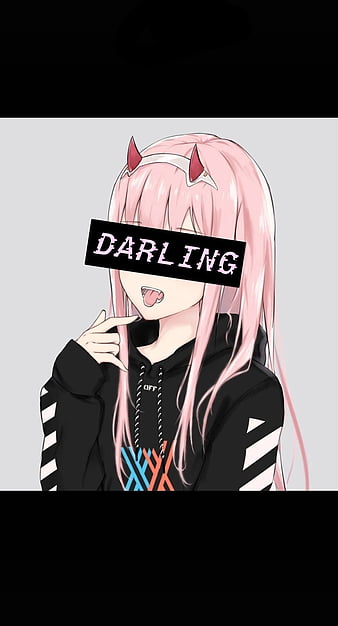 Wallpaper black background, anime girls, simple background, dark  background, selective coloring, Zero Two (Darling in the FranXX) for mobile  and desktop, section прочее, resolution 4464x2511 - download