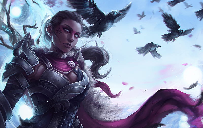 Guild Wars 2 Woman Warrior, guild-wars-2, games, artist, artwork, crow, fantasy-girls, HD wallpaper