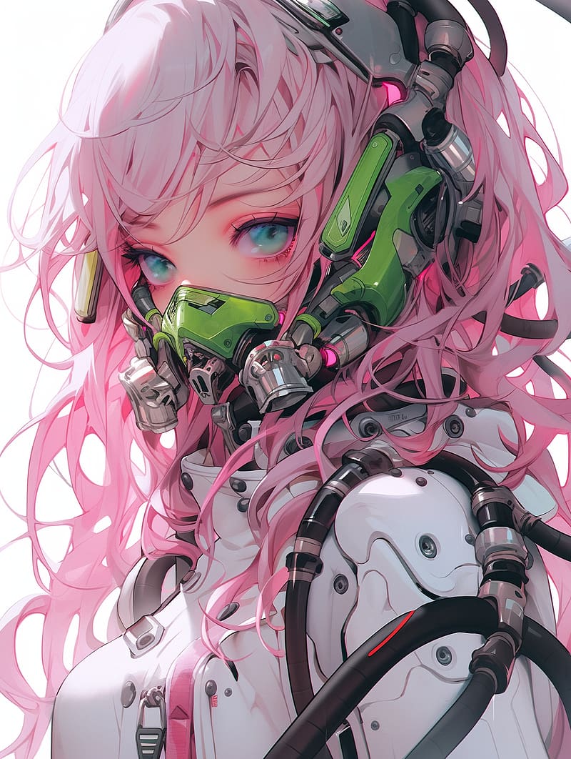 girl, gas mask, space suit, anime, HD phone wallpaper