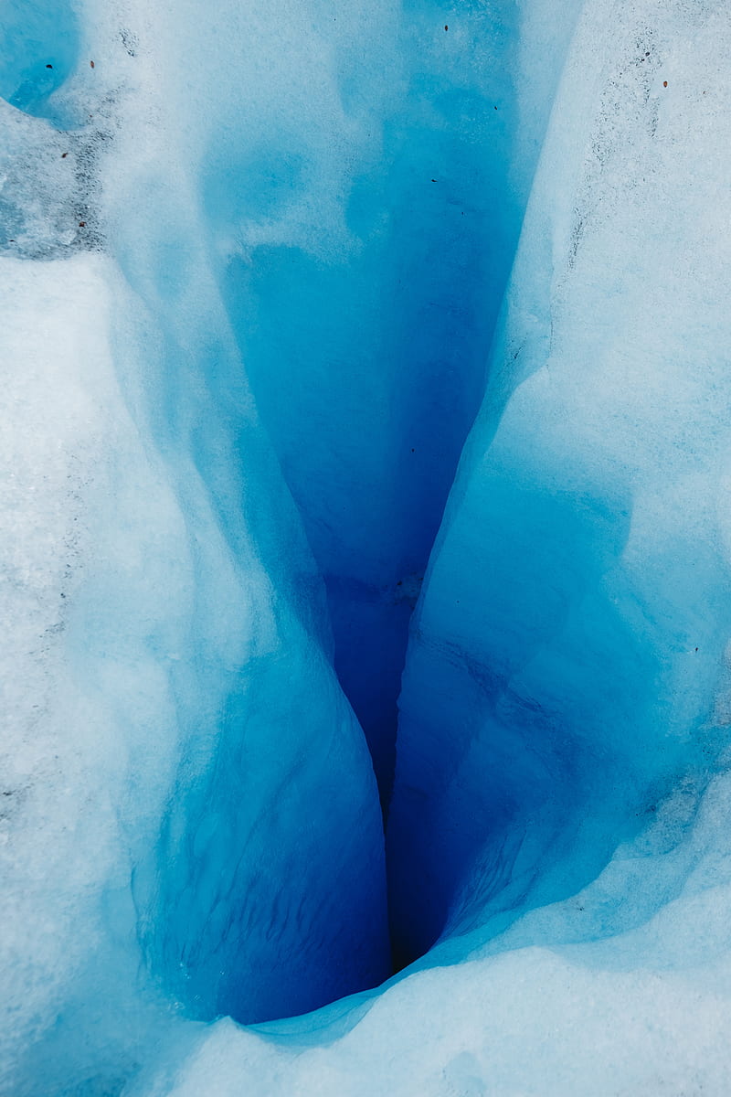 glacier, hole, ice tunnel, ice, HD phone wallpaper