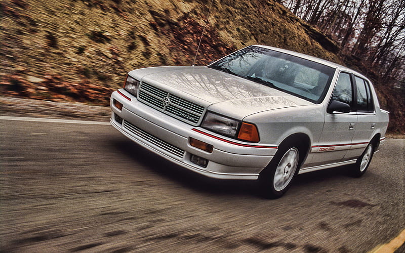 Dodge Spirit RT, R, 1991 cars, retro cars, highway, 1991 Dodge Spirit, american cars, Dodge, HD wallpaper