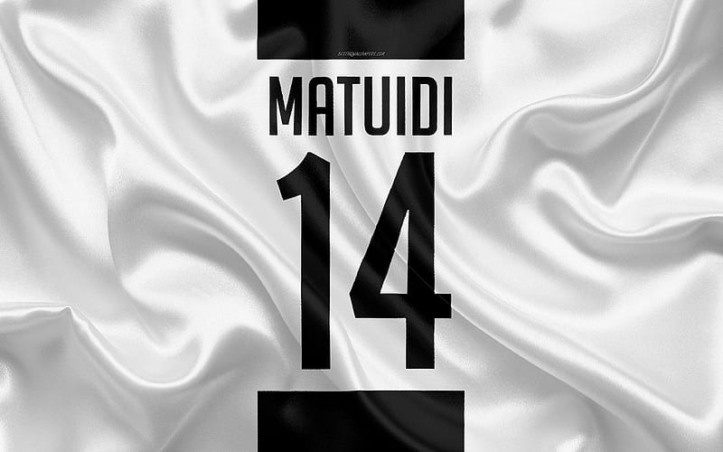 Blaise Matuidi, Juventus FC, T-shirt, 14th number, Serie A, white black silk texture, Juve, Turin, Italy, football, Matuidi, HD wallpaper