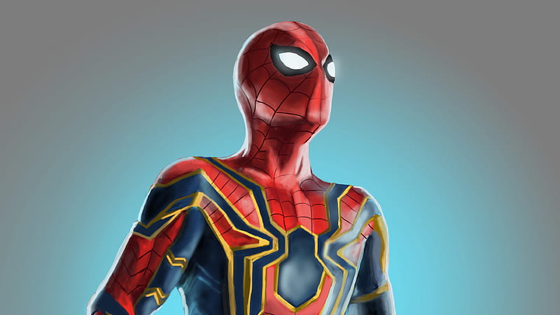 iron Spiderman, spiderman, superheroes, artwork, digital-art, art, artstation, HD wallpaper