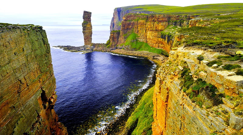 THE OLD MAN of HOY, europe, formations, rock, geology, cliff, coasts, uk, landscape, HD wallpaper