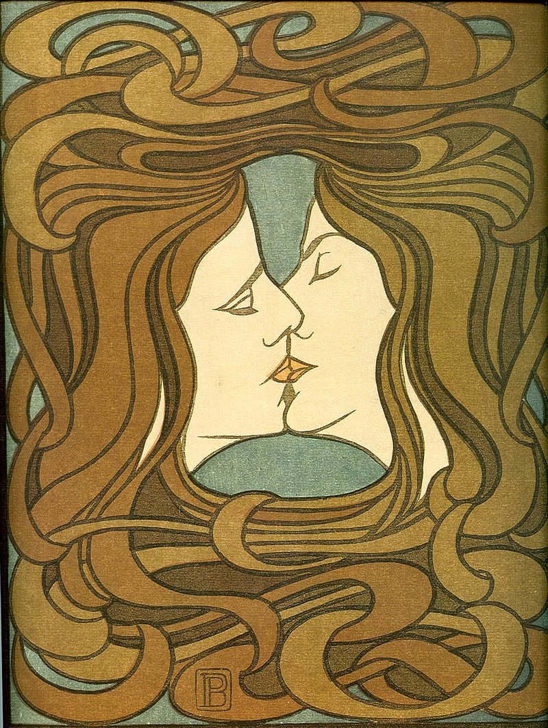 Art Nouveau Kiss, art nouveau, love, HD phone wallpaper
