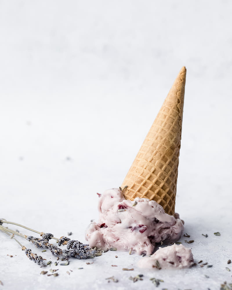 ice cream, cone, dessert, lavender, HD phone wallpaper