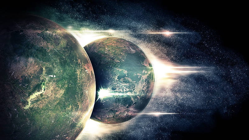Planets collision collide ., Planetary Collision, HD wallpaper
