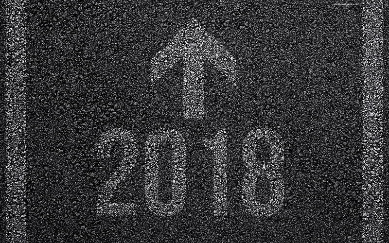 2018 concepts New Year, asphalt, road marking, 2018 Year, HD wallpaper
