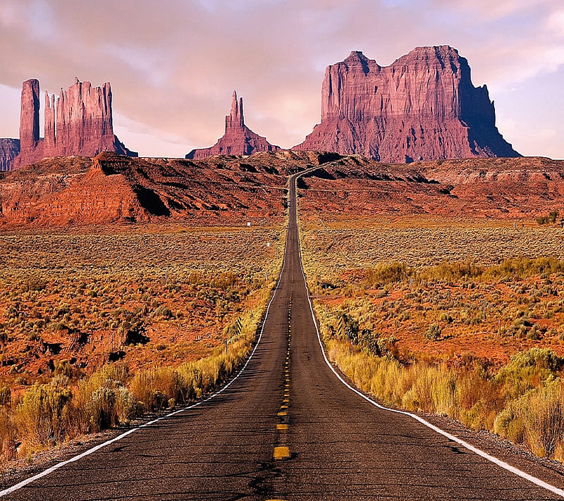 Beautiful Highway, highway, landscape, red rock, road, HD wallpaper