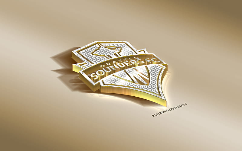 Seattle Sounders FC, American Soccer club, Golden Silver logo, Seattle, Washington, USA, MLS, 3d golden emblem, creative 3d art, football, Major League Soccer, HD wallpaper