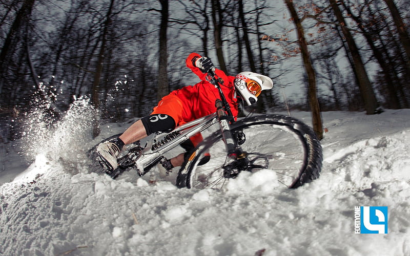 Mountainbike, extreme, snow, winter, HD wallpaper