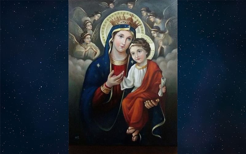 Our Lady with Jesus, Baby, Mary, Jesus, Queen, angels, HD wallpaper