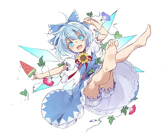 Paisagem de anime, touhou, cirno, floresta, chovendo, anime, HD