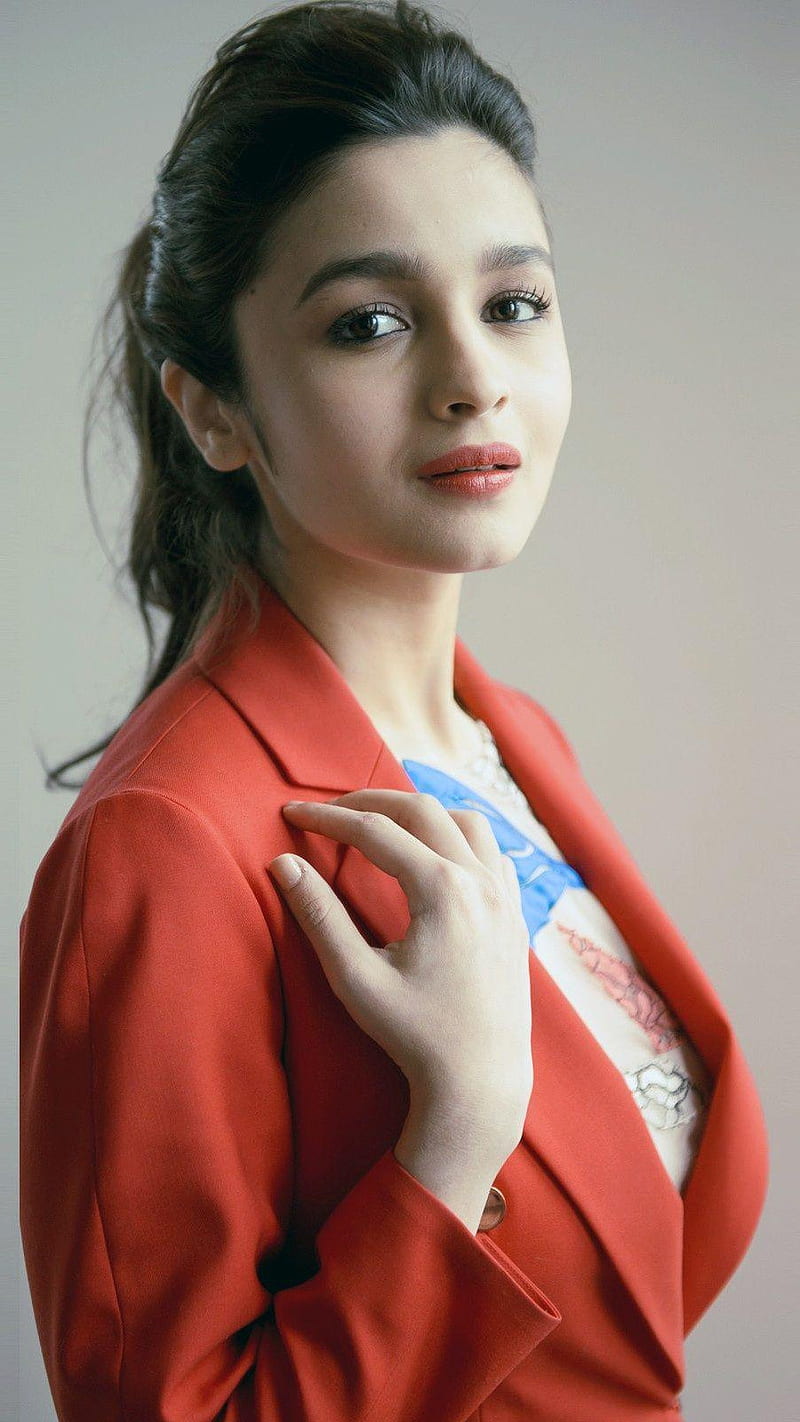 Alia Bhatt In Red Coat , alia bhatt, cute, beauttiful, indian actress, bollywood, HD phone wallpaper