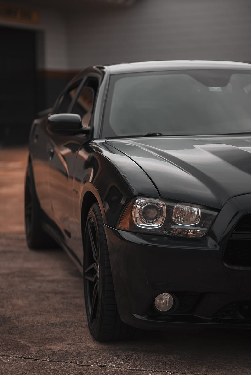 Dodge Charger, coche, vista frontal, negro, faro, Fondo de pantalla de  teléfono HD | Peakpx