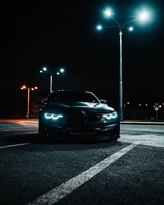 BMW M4, black, car, coupe, f82, lights, m power, night, vehicle, HD phone wallpaper